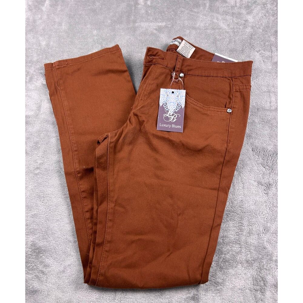 Luxury Blues Women’s Rust Brown Stretch Straight Leg Jeans Size 13 NWT